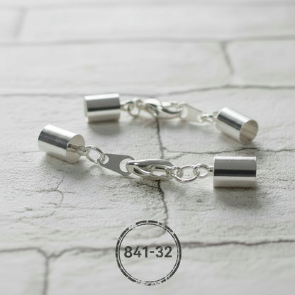 bigiotteria fai da te minuteria colore argento chiusure per 2-3 più fili per collane bracciali con coprinodo cordoncini fettuccia cordino nastri diametro del terminale 5 mm