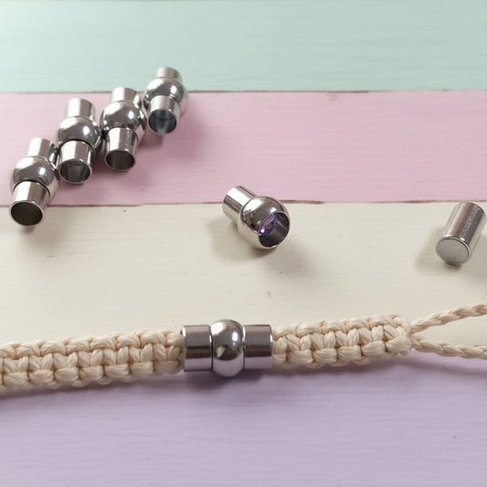 set lotto 5 pezzi di chiusure colore argento magnetiche con forte calamita per corde gioielli cordini bijoux tubolare fettuccia multifilo collane bracciali cordoncini macramè bigiotteria fai da te