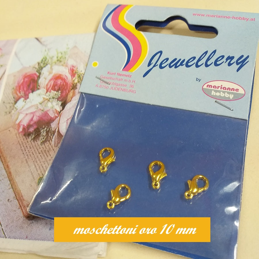 10 mm ganci moschettoni colore oro  per collane bracciali gioielli bijoux di bigiotteria