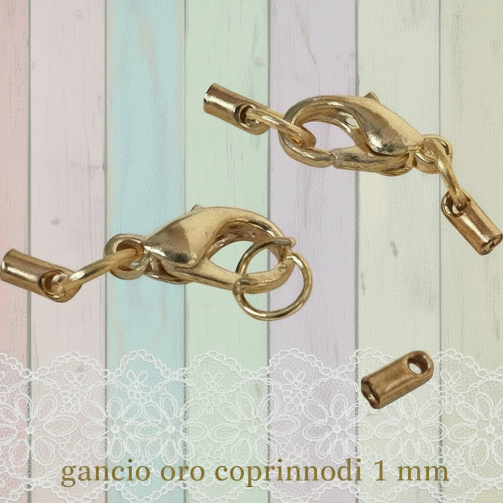 chiusure cordini 1 mm colore oro ganci per collane bracciali con spago corde