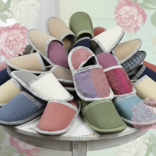 taglia 38-39 tinta unita panna beige fantasia grigio bordeaux rosa lilla ciabatte La Briantina casa ospiti viaggio donna uomo stoffa pezza feltro tessuto pannolenci pianelle moquette fai da te decorare applicazione cucito creativo