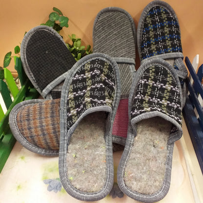 fantasia grigio blu beige scozzese taglia grande uomo ciabatte La Briantina casa ospiti viaggio stoffa pezza feltro tessuto pannolenci pianelle moquette fai da te decorare applicazione cucito creativo