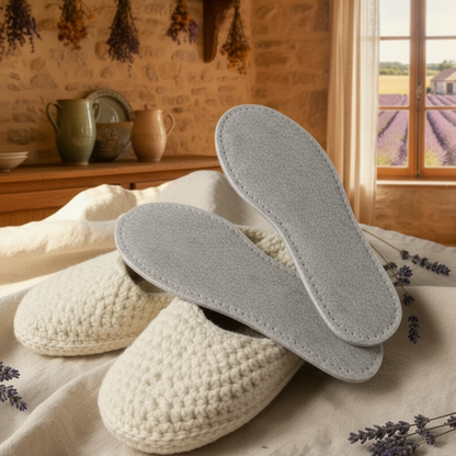 solette forate feltro ecopelle ad uso basi suole ciabatte pantofole babucce uncinetto maglia lavori fai da te artigianali stoffa tessuto pannolenci o crochet cotone grosso