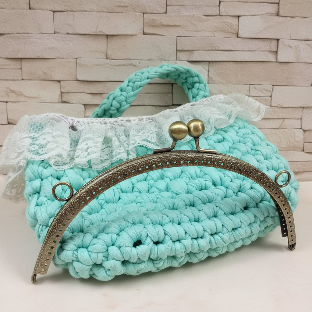 Rebecca chiusura clic clac clasp a scatto ottone antico metallo dorato 20 cm per pochette borsa da sera all'uncinetto buste cosmetici agganci laterali per catenella