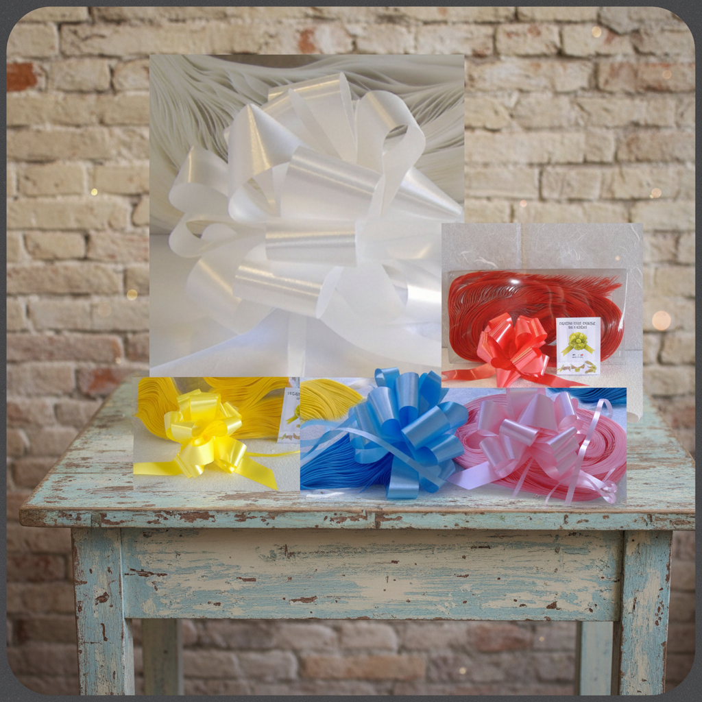 bianco rosso giallo azzurro rosa grandi coccarde di carta nastro tirante auto-montante pretagliato 3 x 130 cm per fai da te facile e veloce di fiocchi decorazioni addobbi auto invitati matrimonio nozze sposi