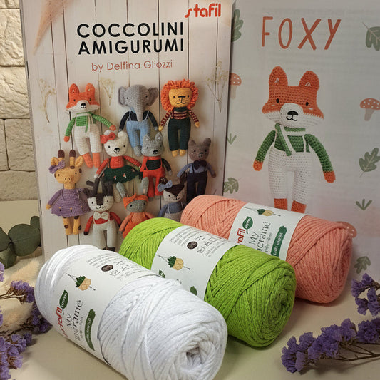 filato cotone macramè per foxy bambola di pupazzo amigurumi  uncinetto serie coccolini stafil abbinato al catalogo libretto