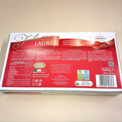 scatola 1 kg confetti rossi crispo mandorla felicità ingredienti e tabella nutrizionale