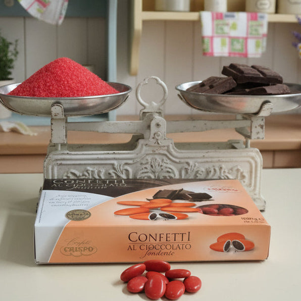 Crispo confetti al cioccolato fondente rossi per laurea bomboniere fai da te e confettata