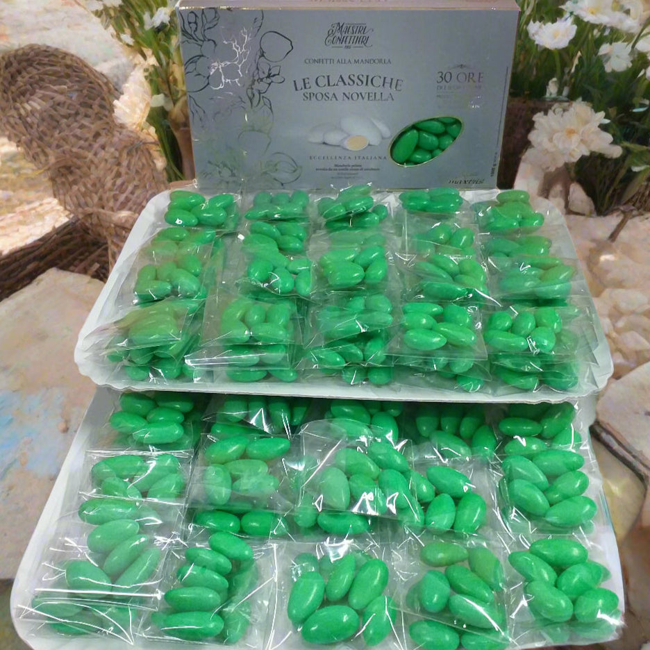 18° compleanno, pensione, nozze di smeraldo anniversario matrimonio colore verde confetti le classiche sposa novella Maxtris per bomboniere fai da te confettata tavolo della festa addobbi decorazioni rustiche