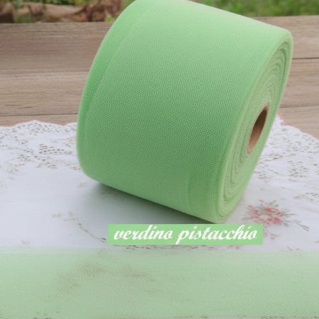 verde salvia scuro verdino pistacchio nastri velo tessuto tulle rotolo metro uso confezionamento pasticceria confetti  bomboniere fai da te cucito creativo hobby decorazioni pasquali fioristi