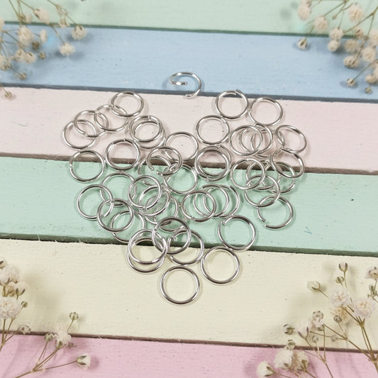 anellini aperti filo 0.40 mm diametro 6 mm colore argento fai da te bigiotteria minuteria componenti chiusura collane  bracciali orecchini portachiavi