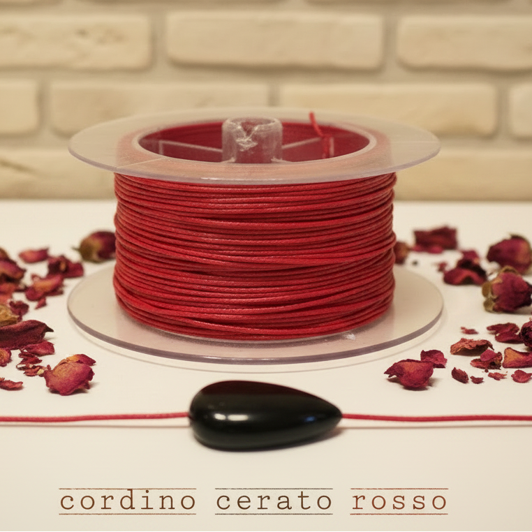 cordoncino cerato bigiotteria rosso 1 mm cordini cotone uso laccio gioielleria ciondolo accessori borse fai da te creare collane braccialetti