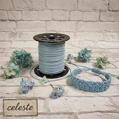 azzurro celeste cordoncino cerato 2 mm cotone cordino per braccialetti collane bigiotteria macramè