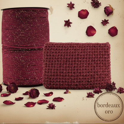 bordeaux oro cordino thai lurex glitter brillantinato per borse pochette uncinetto