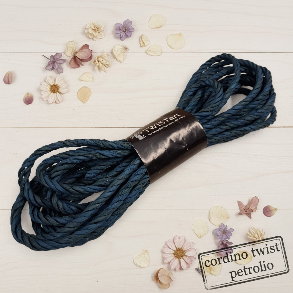 blu petrolio Cordoncino di carta Twist corda fai da te bricolage decorare Hobby creativi lavori bambini fare fiori