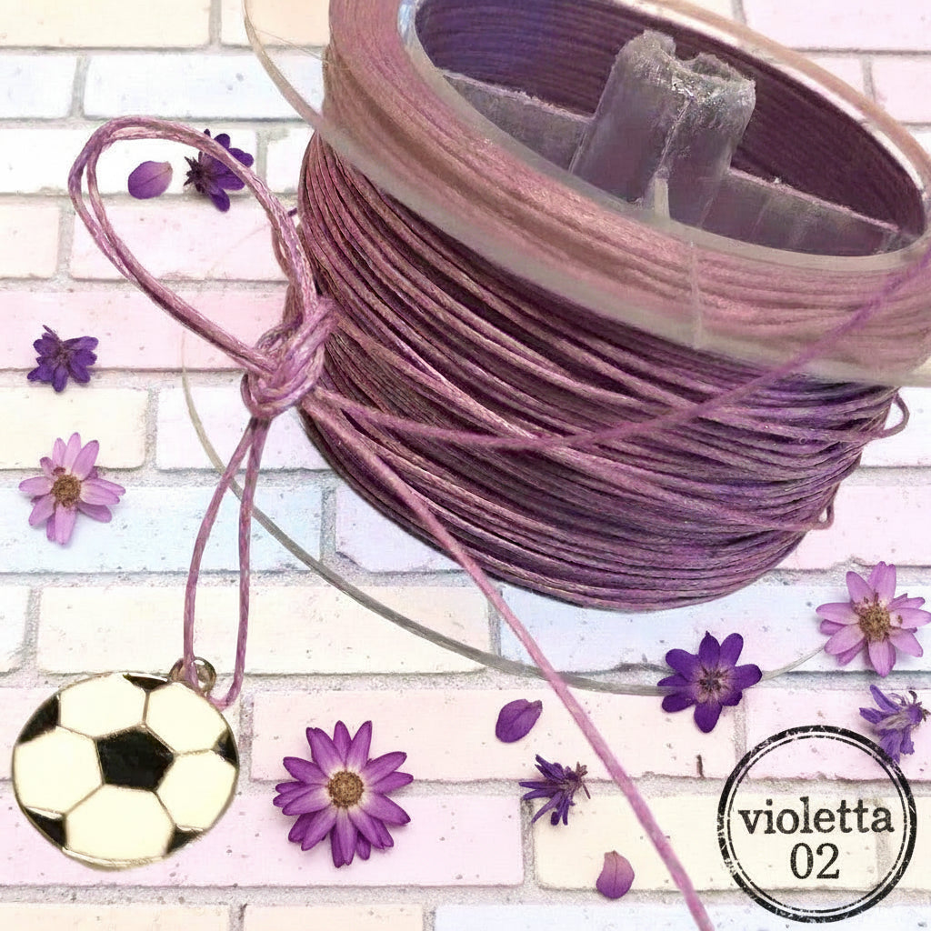 cordoncino cotone cerato viola chiaro lilla vendita rotolo cordini uso fai da te collane bigiotteria con ciondoli lavori creativi uncinetto laccio gioielleria nodi scoubidou