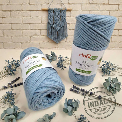 blu indaco chiaro cordino spago My macramè Stafil corda filato cotone filo cordoncino 2 mm uso nodi per tende borse uncinetto decorazioni da parete gioielli bigiotteria portapiante portavaso
