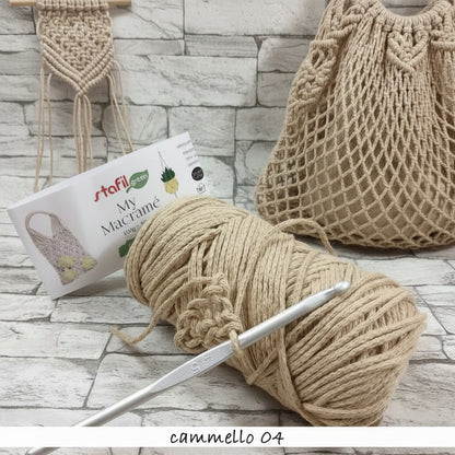 corda macramè cammello beige 04 filato cotone 2 mm sottile cordoncino filo stafil uso creare borse shopping a rete portapiante wall-art decorazioni arazzi da parete appendere al muro