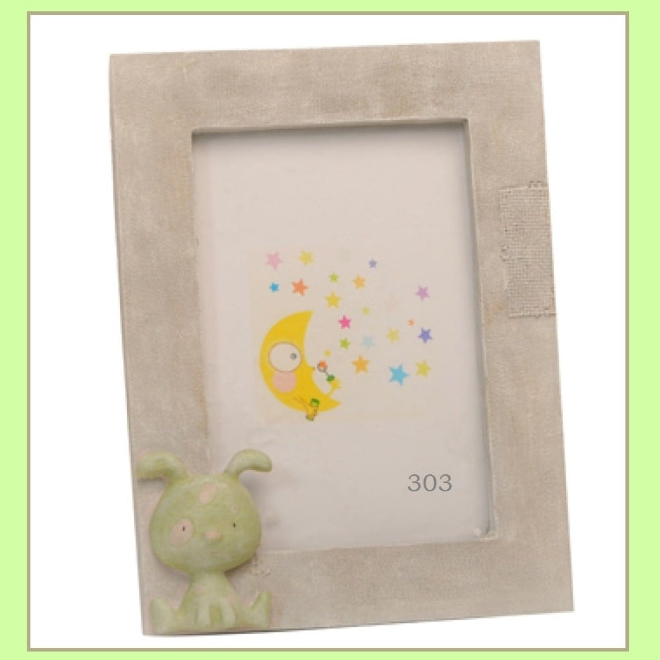 cane verde legno shabby cornice portafoto Italian bomboniere Battesimo babyshower bebè bimbi