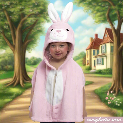 coniglietta rosa animali arca di Noè mantella peluche abito vestito costume di carnevale bebè bimbo bimba 2-3 anni