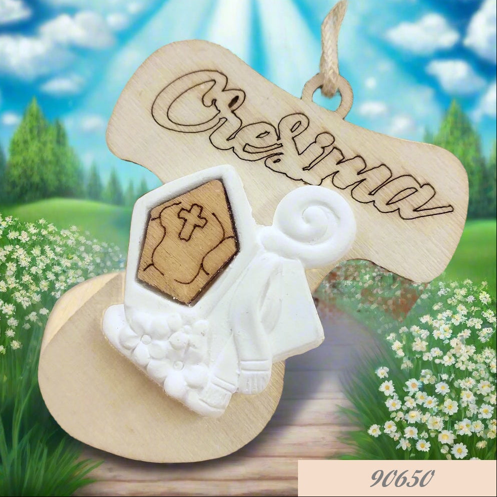 Croce Tau simboli comunione cresima bomboniere fai da te decorazioni applicazioni in legno ciondolo souvenir articoli religiosi sacri per confezionare ricordini segnaposto