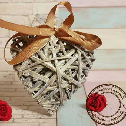 cuore vimini rattan viticcio midollino salice cuoricino rustico grezzo naturale marrone da decorare e appendere per fuoriporta bomboniera natale pasqua chiudipacco regalo country