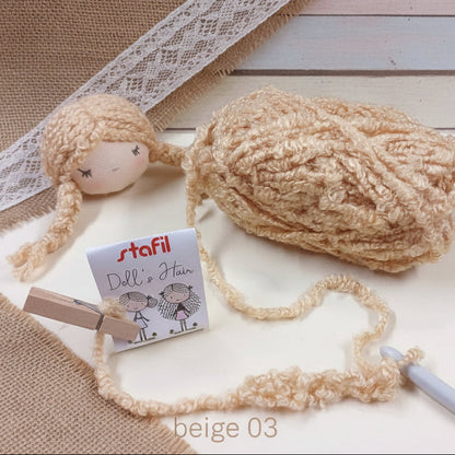 beige 03 fai da te parrucca bambola con lana bouclè simil-teddy filato boccoli ricciolino per capelli ricci pigottine di stoffa pezza tessuto Doll's Hair stafil bambolina ad uso uncinetto ferri da maglia borse shop online