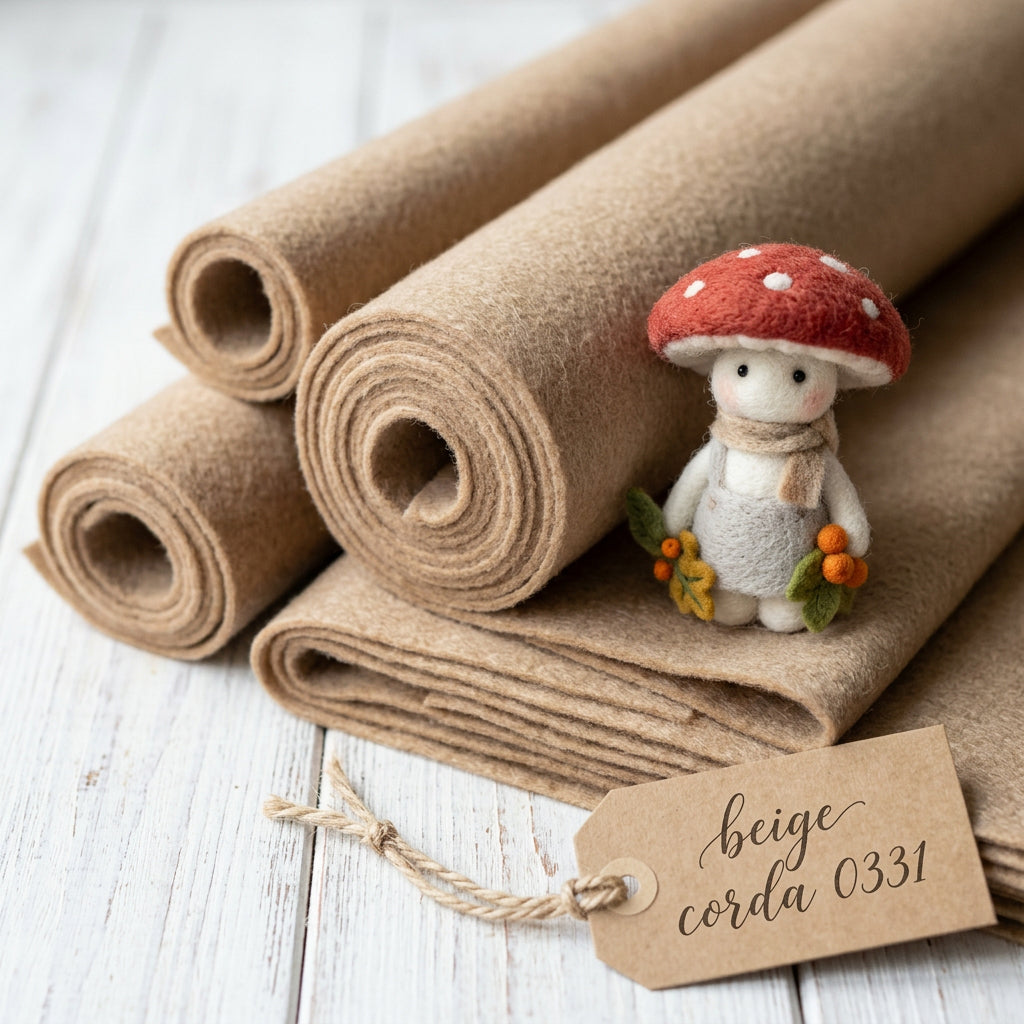 corda beige 331 bambola di pupazzo funghetta presenta feltro modellabile Renkalik stoffa tessuto termoformabile per composizioni floreali natale