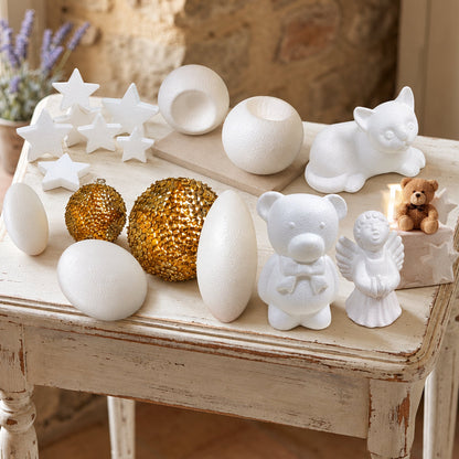styrofoam da hobbistica sagoma orso gatto angelo pigna medaglioni pallina portacandela oggetti polistirolo da decorare fai da te per decorazioni festa di compleanno cake topper torta di fommy gomma crepla o rivestire e fare applicazioni roselline natale