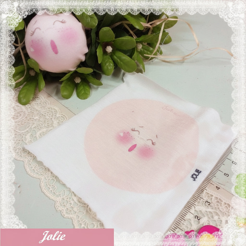 Jolie fai da te bambola di stoffa Natale angelo di pezza cantore con tessuto maglina faccine stampate 7.5 cm per visi 4 cm disegnate occhi chiusi