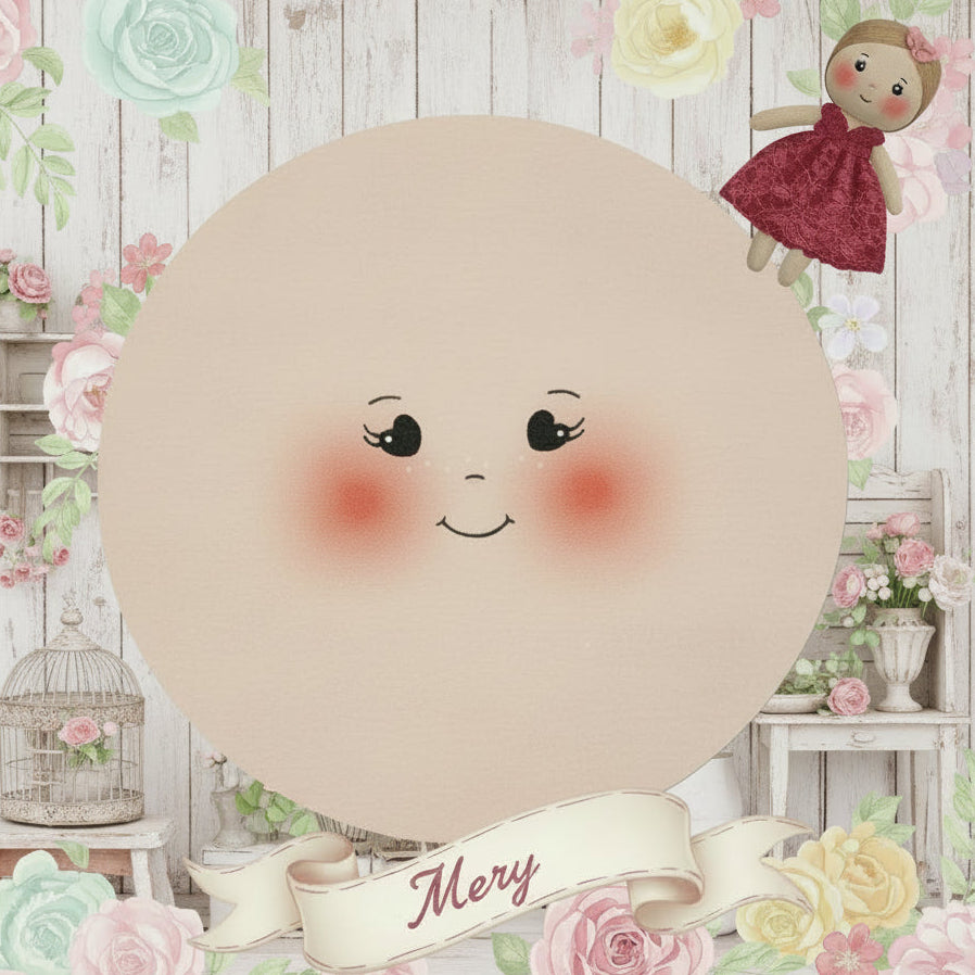 Mery occhi cuoricini bambole di pezza grandi fai da te cucito creativo faccine maglina misto lycra 16 cm pannello per creare pigotte di stoffa tessuto capelli lana vestina cotonina ambiente shabby primavera
