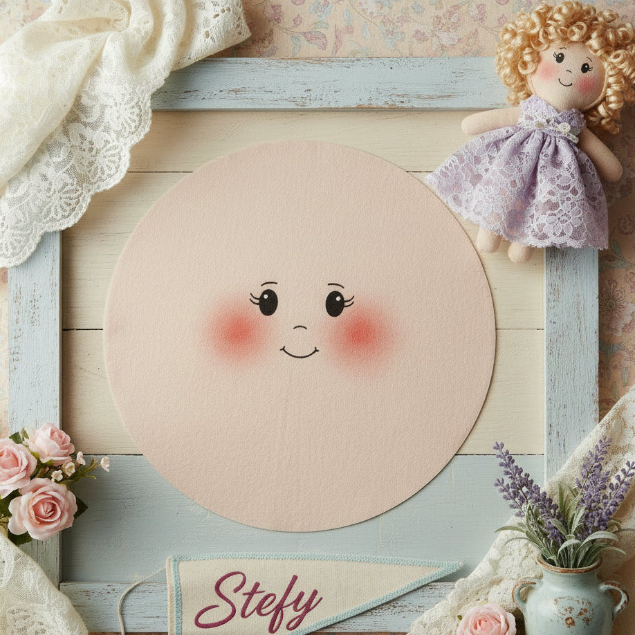 occhi ovali sorriso stefy bambole di pezza grandi fai da te cucito creativo faccine maglina cotone misto lycra grandi 16 cm dipinte per creare pigotte di stoffa tessuto bionde
