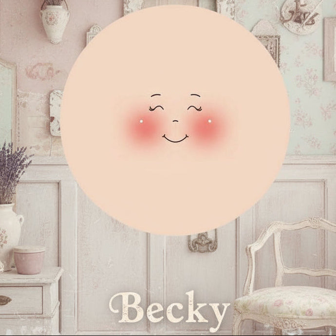 occhi chiusi sorriso Becky bambole di pezza grandi fai da te cucito creativo faccine maglina circonferenza 16 cm per creare pigotte di stoffa tessuto