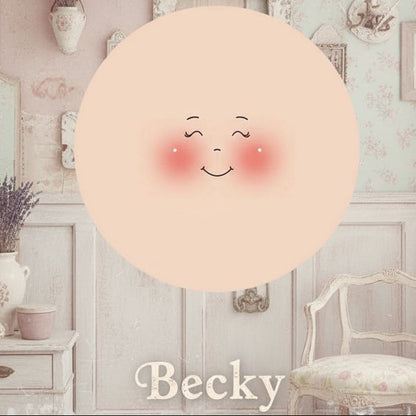 occhi chiusi sorriso Becky bambole di pezza grandi fai da te cucito creativo faccine maglina circonferenza 16 cm per creare pigotte di stoffa tessuto