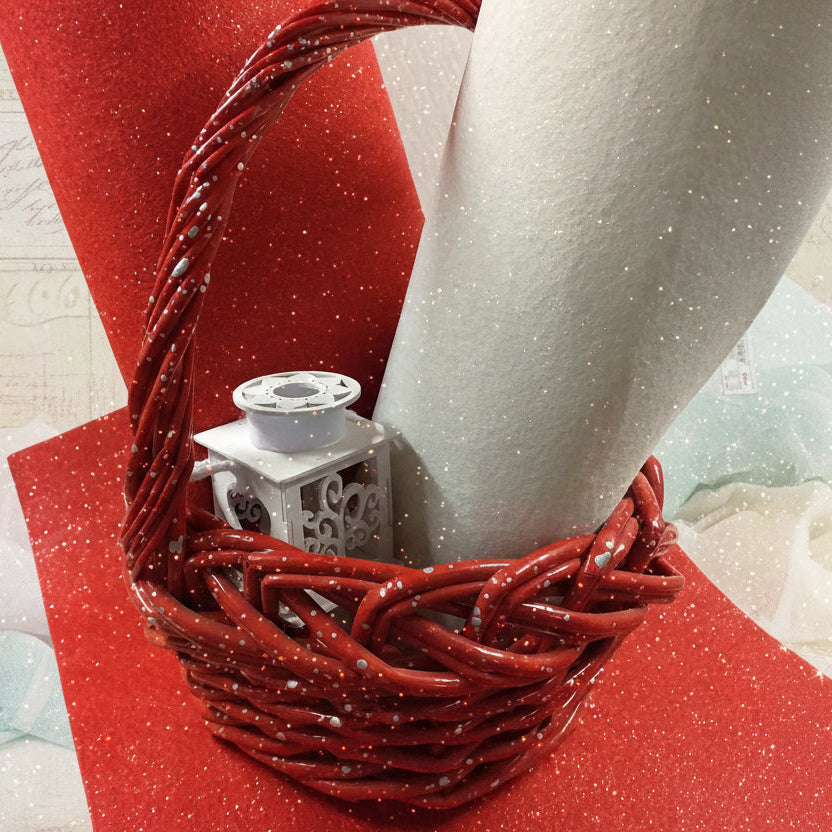 bianco panna rosso feltro glitterato con brillantini spessore rigido duro 3 mm adatto per fai da te lanterne con fustella fiori decorazioni addobbi pasqua natale