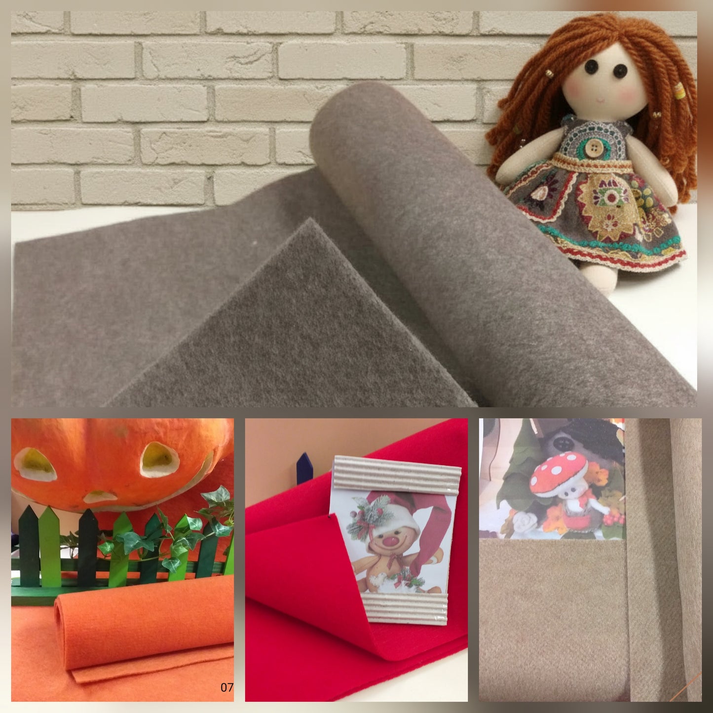 ecofelt marrone beige corda rosso arancione feltro modellabile renkalik per bambole di pezza pupazzeria natale