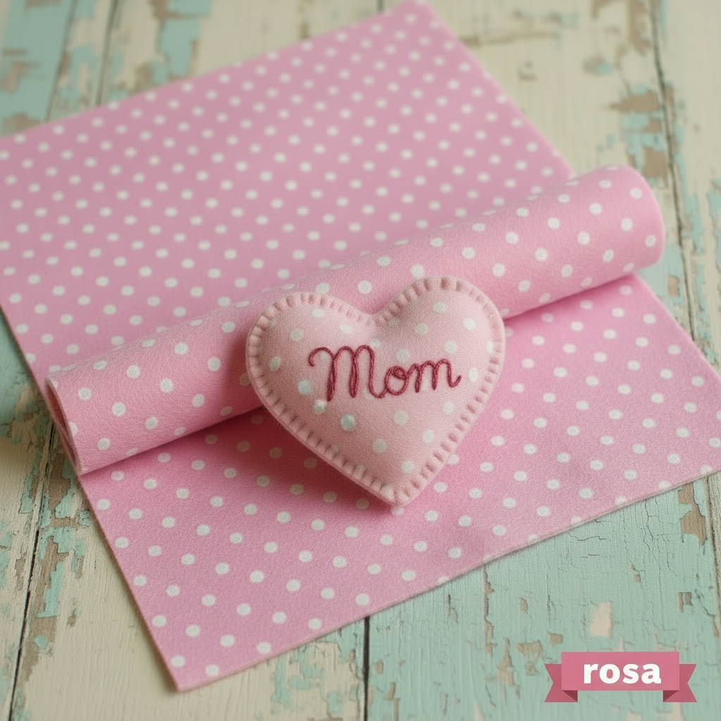 rosa colori feltro Pannolenci 1 mm stampato fantasia pois disegnato uso lavoretti creativi nascita bambini bimbe coccarde fiocchi fuoriporta cuoricino