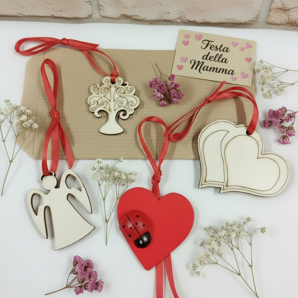 sticker auguri san valentino personalizzazione tag legno applicazioni legnetti confezionati come gadget ricordino segnaposto bomboniera artigianale bustina tipo sacchetto del pane albero della vita angelo portafortuna cuore rosso coccinella doppio cuoricino