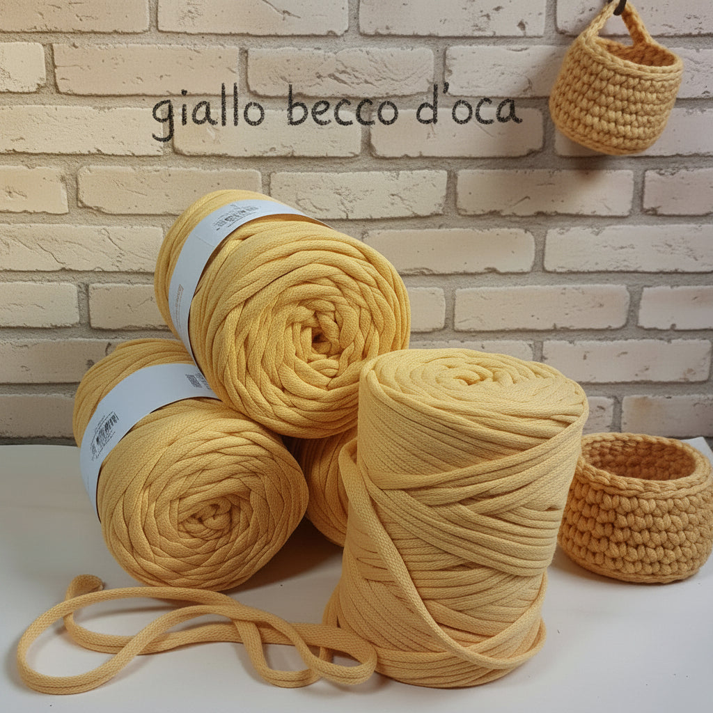 giallo becco d'oca fettuccia Stafil Noodles elastix per uncinetto cestini
