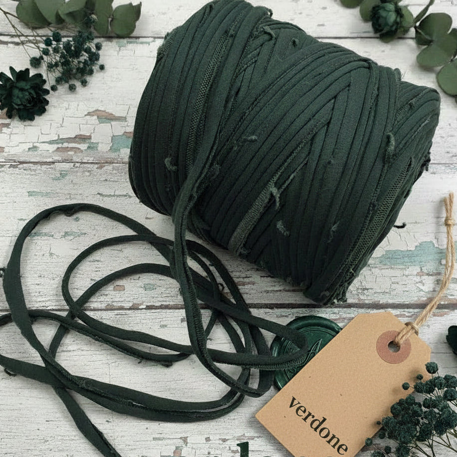 verdone fettuccia cotone sfilacciato stock fine serie