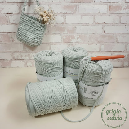 grigio salvia fettuccia cotone elastico per borse uncinetto cestini da parete con fiori secchi filato neutro minimal moderno