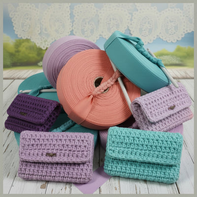 Lycra fettuccia borse uncinetto e pochette - 5 colori plissè elastica