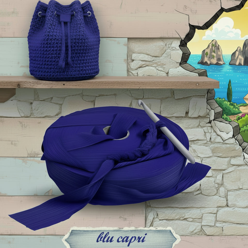 blu capri lycra-soft pizza fettuccia borse uncinetto morbida sottile uso crochet bags clutch e abbigliamento moda bustine pochette