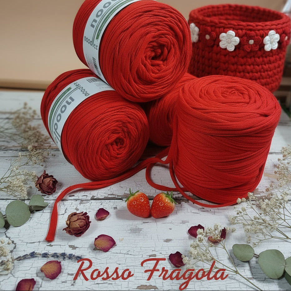 cotone elastico Noodles Stafil fettuccia rossa per borse uncinetto e cestini