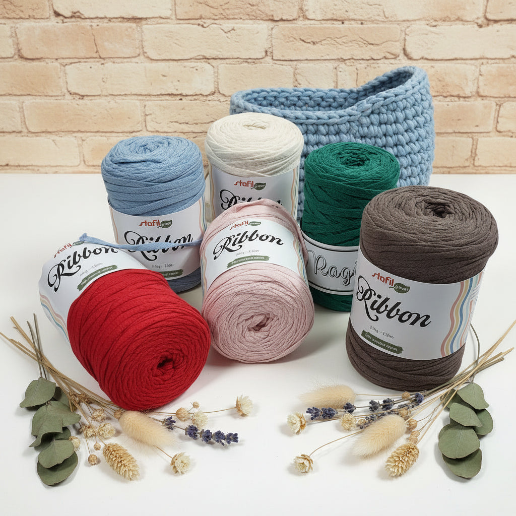 corda tubolare vuota nastro ribbon piatto stafil green ribbon 250 g 130 m cotone riciclato fettuccia rossa beige  crema rosa azzurro borse uncinetto uso pochette clutch bags crochet cestini confezioni regalo natalizie