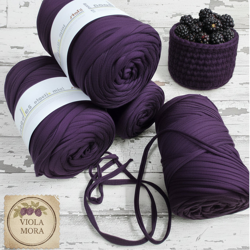 colore viola mora per fettuccia cotone elastico Noodles Stafil da borse o cestini uncinetto