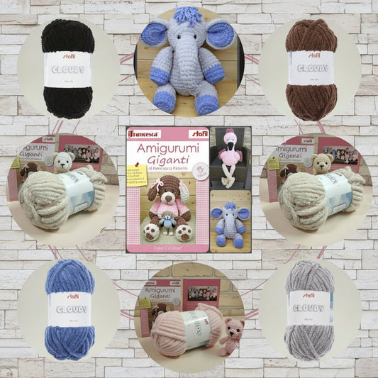 Cloudy Stafil filato gigante grosso da 1 cm per amigurumi coperte abbigliamento moda bimbi uncinetto borse e ferri da maglia vetrina colori e idee orso elefante fenicottero