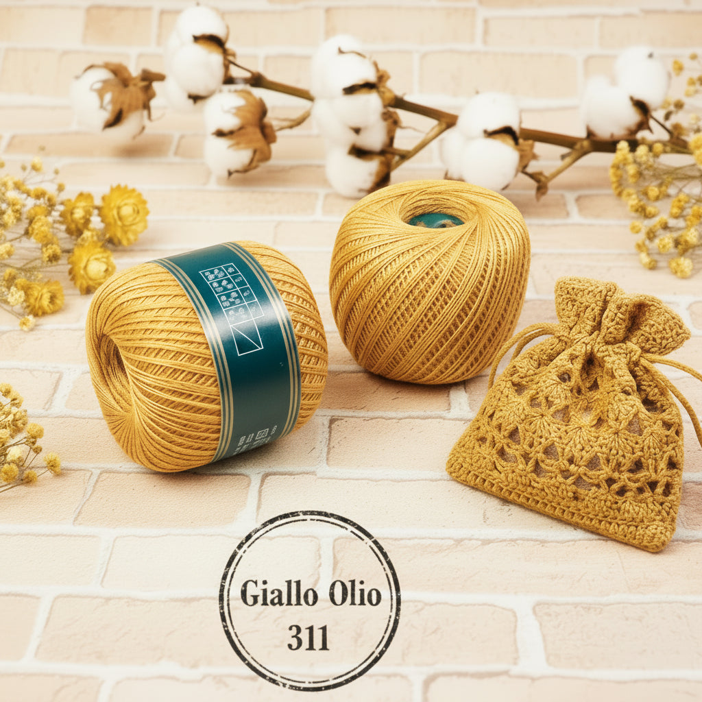 giallo olio filo di scozia Profilo 100 g 100% puro cotone pregiato filato sottile n 12 per uncinetto 0.60 - 1.00 lavori crochet chiaccherino filet pizzi merletti sacchettino porta lavanda 