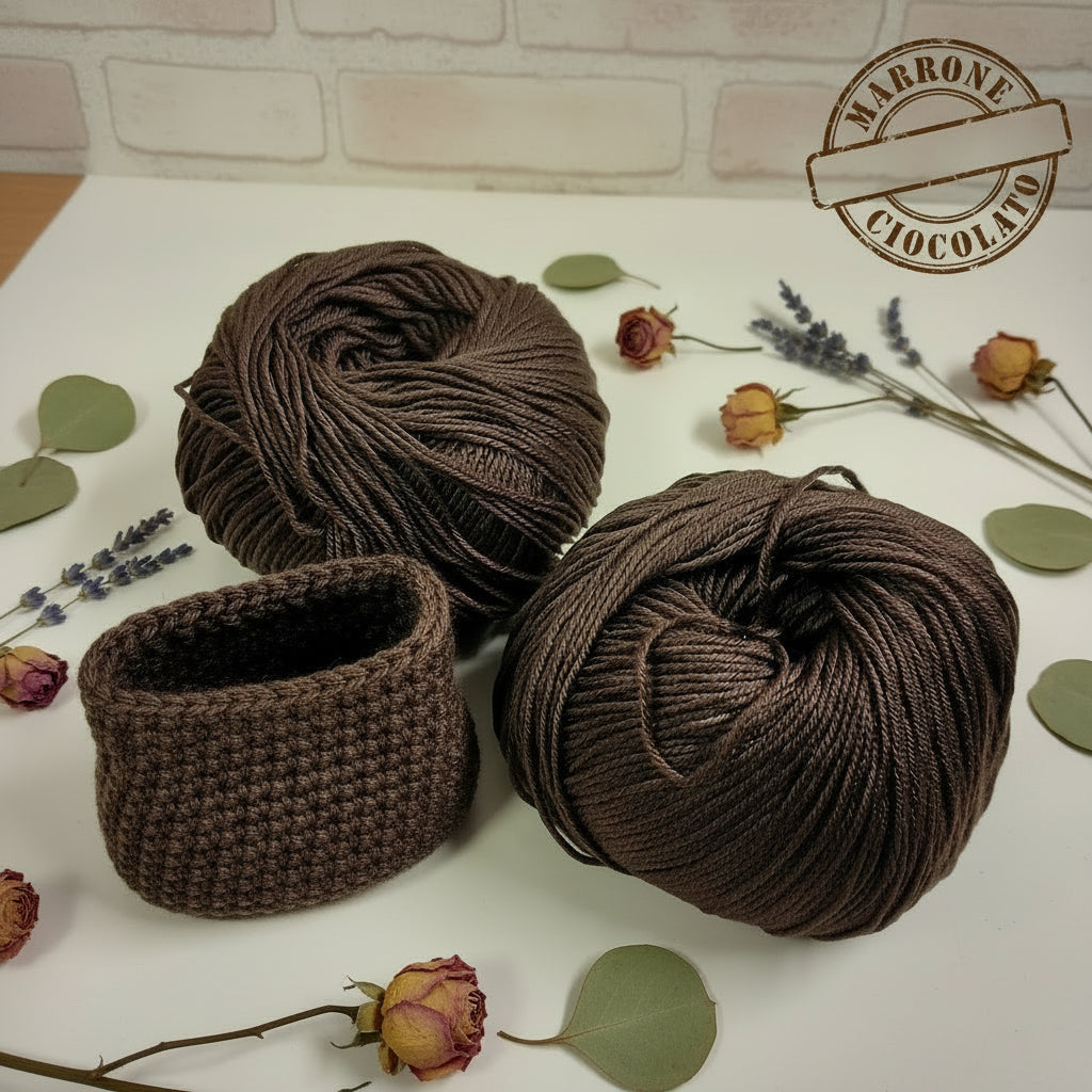 marrone cioccolato filato grosso spesso Stafil kairo italiano lana stock filo di cotone supermercerizzato per uncinetto ferri lavori a maglia 3-4 uso sferruzzare crochet top canotta costumi estivi borsellino borse granny mattonelle