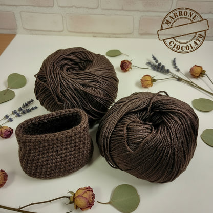 marrone cioccolato filato grosso spesso Stafil kairo italiano lana stock filo di cotone supermercerizzato per uncinetto ferri lavori a maglia 3-4 uso sferruzzare crochet top canotta costumi estivi borsellino borse granny mattonelle